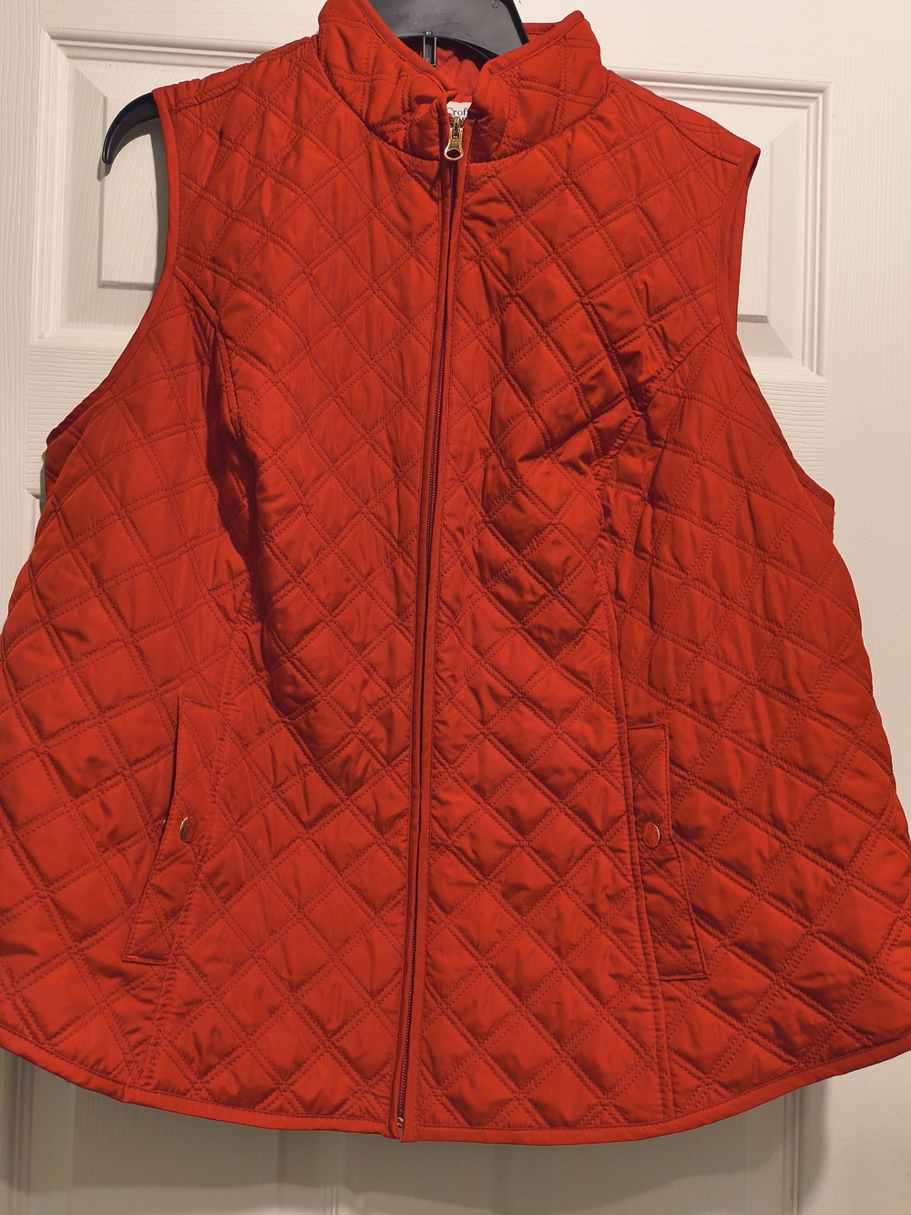 croft & barrow Quilted Red Zip-Front Sleeveless Vest